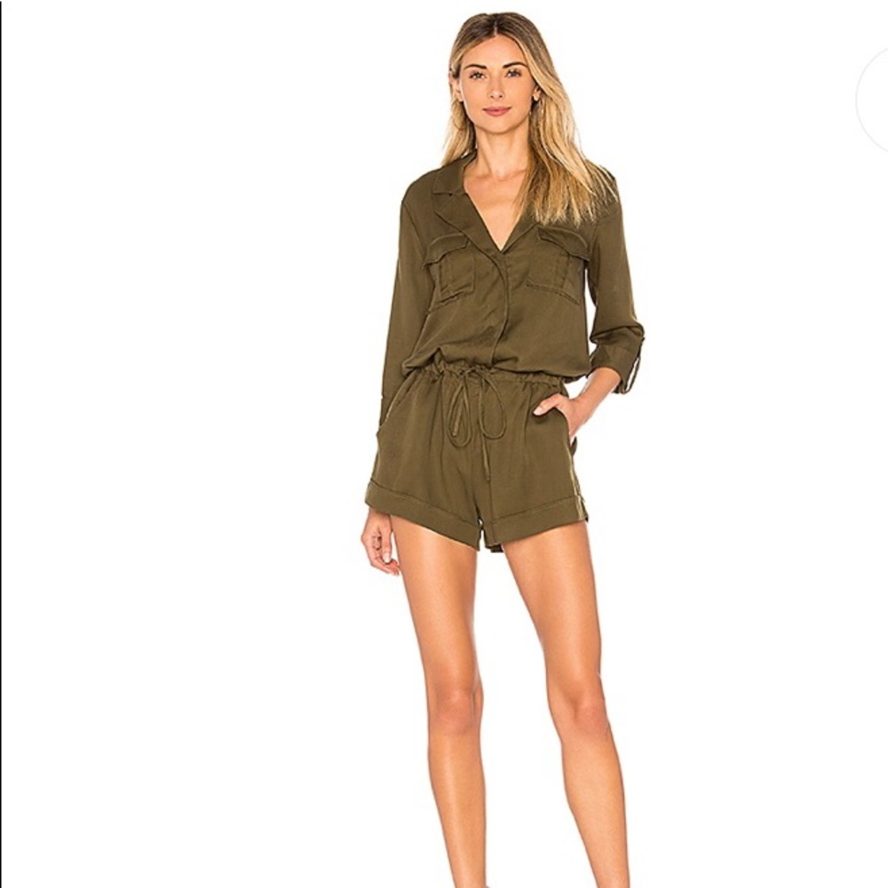 NWT Drawstring Romper in Army